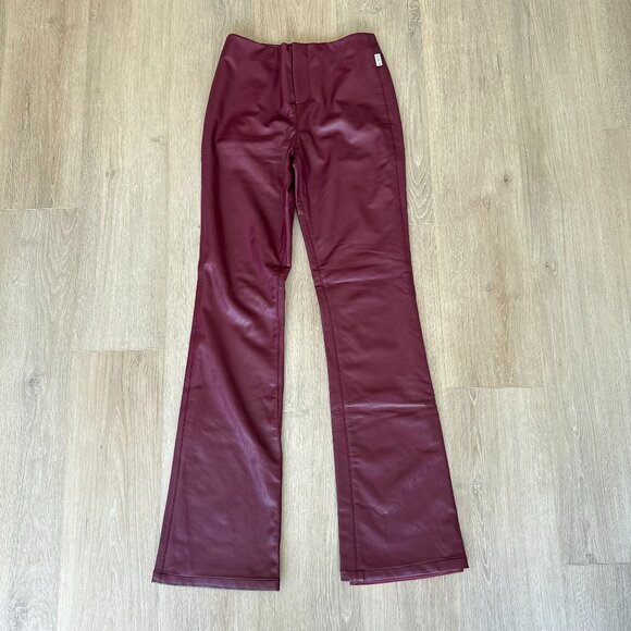 LOBA - burgundy fuax leather pants SIZE XS - Picture 2 of 6